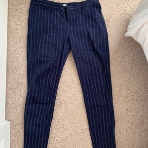 Gap Slim City work pants, blue and white striped